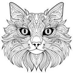 cat face line draw on white background