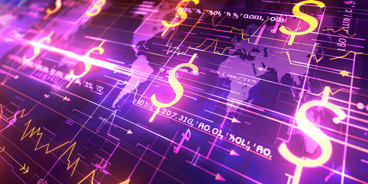 Digital AI concept ,money stock,Computer Business Environment with Technology, Data, Internet, and Finance Elements,Generated By Ai