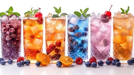fruits cocktails on white background