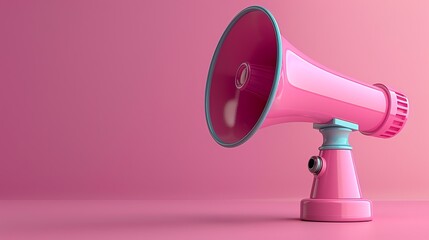 3D render of megaphone icon isolated on pink background The render is in the style of a minimalist digital artwork Any Chinese characters have been removed without otherwise substantially editing the