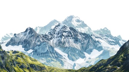 Fototapeta premium alps mountains dark blue on white background