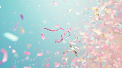 Fototapeta na wymiar confetti falling down illustration pastel colors background