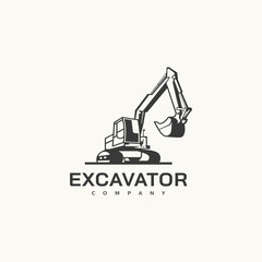Excavator vintage vector logo design illustration