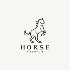 Horse logo design with line art style vector illustration 2