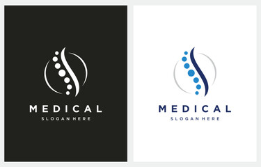 Spine Clinic Medicine Chiropractic Backbone Health logo design icon vector