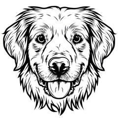 dog face draw line design, white background