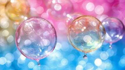 glowing lights particle and bubbles bokeh background, shiny glamour bubble particle isolated in glowing background