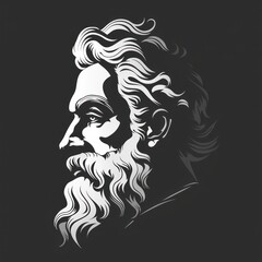 zeus head, white on black vector logo