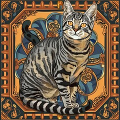 vector graphic Bengal Catnip can stimulate playfulness in cats - obrazy, fototapety, plakaty