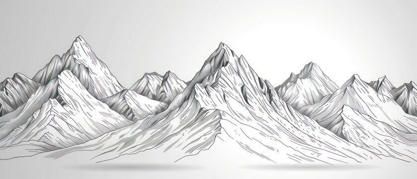 Snowy Mountains Line Drawing