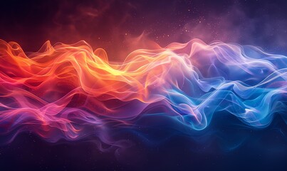 Fototapeta premium Abstract background with colorful glowing waves and smoke, in the digital art style