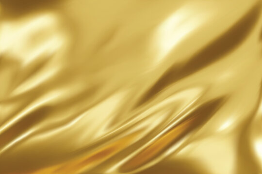 Abstract gold gradient background. Minimalistic subtle wavy golden silk texture. 3D vector illustration.