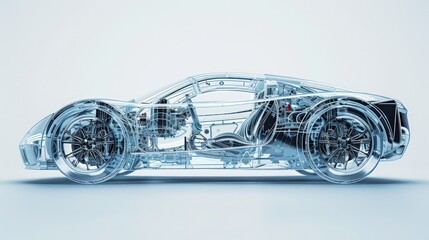 car complex mechanical structure, x-ray perspective transparency