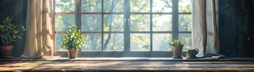 antique wooden window frame adorned with drapes