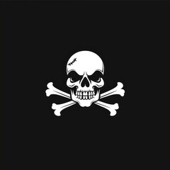 pirate skull symbol on black background
