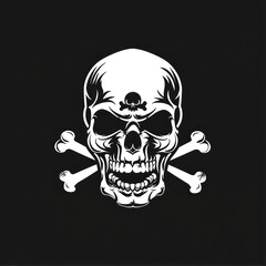 pirate skull symbol on black background