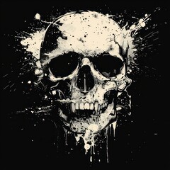 skull logo design in black and white