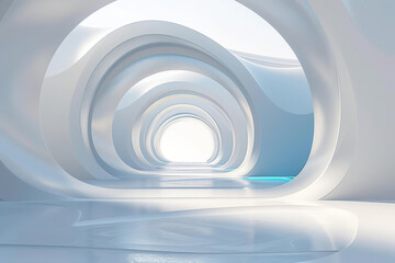 Fototapeta premium Interior of future buildings,neon light effect with glowing background.