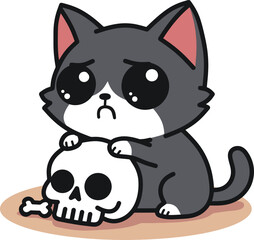 Cute cat with skull meme