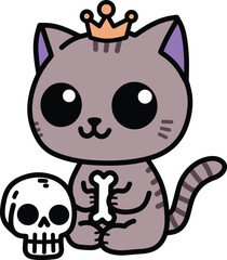 Cute cat with skull meme