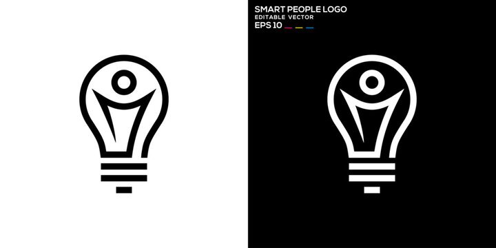 Vector design template of a bulb logo combined with people. innovation, idea, smart, happy, icon symbol EPS 10.