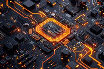 Fototapeta premium illustrations of electronic circuit board components showcasing digital technology, available in EPS10 format.