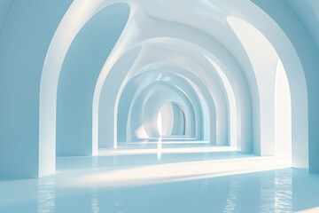 Fototapeta premium Interior of future buildings,neon light effect with glowing background.