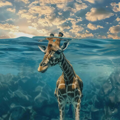 Obraz premium Giraffe in The Sea