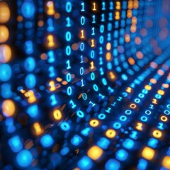 The computer screen displayed a vivid array of binary data in blue hues.
