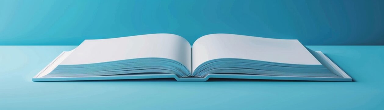 An empty  open book with blank hardcovers.