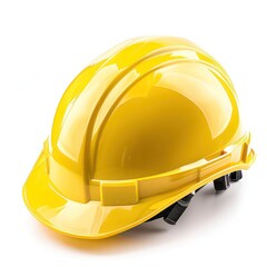 yellow construction protection helmet, white background