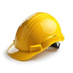 yellow construction protection helmet, white background