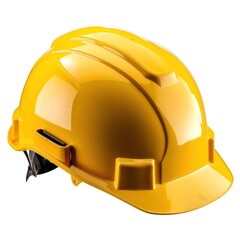 Fototapeta premium yellow construction protection helmet, white background