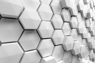 White Hexagon Pattern Background. Elegant White Design. Vector Graphic. Innovative 3D white honeycomb grid abstract backdrop. Grid pattern structure. Trendy modern artwork.