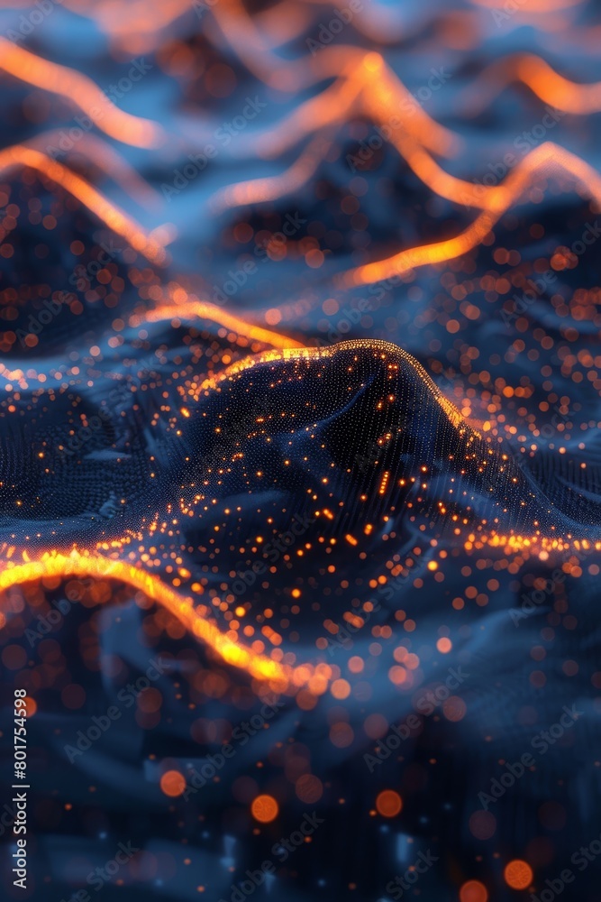 Poster visualizing musical tones. futuristic tech backdrop. ai innovation. scientific setting. data visuali