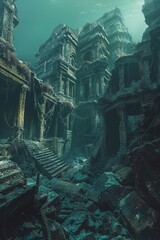 Sunken remnants suggesting a lost society possessing sophisticated knowledge of science and engineering