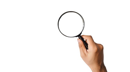 Hand holding magnifying glass