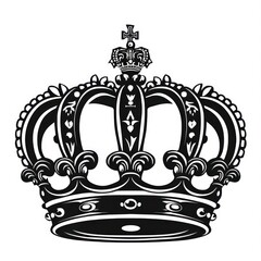 royal crown, black and white on white background