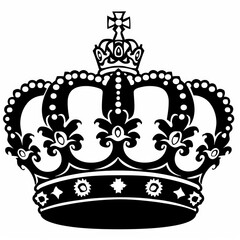 Fototapeta na wymiar royal crown, black and white on white background