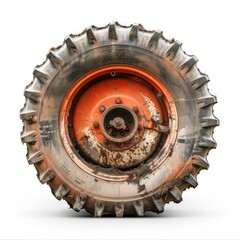 tractor wheel on white background