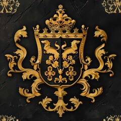 medieval coat of arms, black and gold