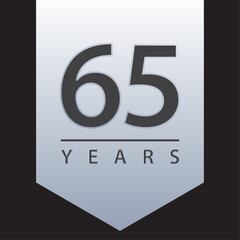 65 years tag blue and silver gradient for celebration, events, anniversary