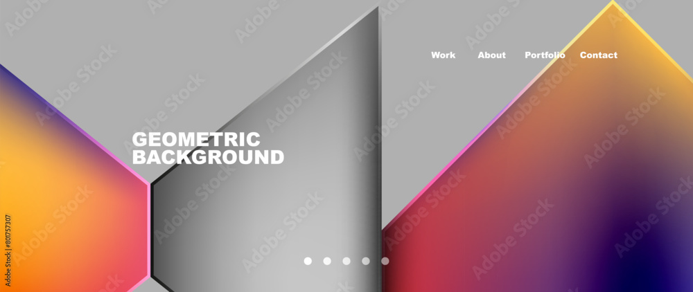 Aufkleber a geometric background with colorful triangles on a gray background . High quality