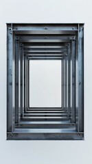 simple rectangular frame made of steel beams on a white background