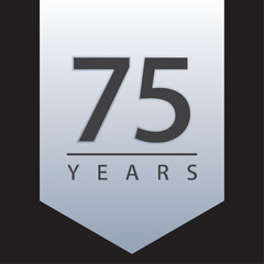 75 years tag blue and silver gradient for celebration, events, anniversary