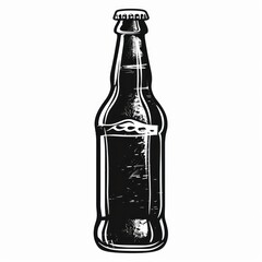 Beer bottle, black and white silhouette, logo design