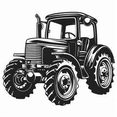 Fototapeta premium farm tractor, black and white silhouette logo design isolated on a white background 