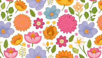 Spring Symphony: Colorful Floral Seamless Pattern"