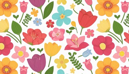 Spring Symphony: Colorful Floral Seamless Pattern"