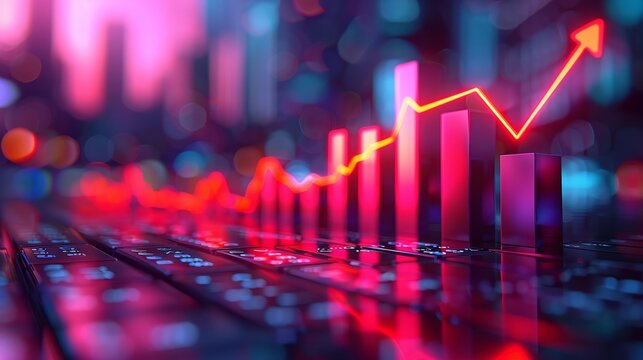 A  graph with a dynamic arrow showing uptrending investment growth, perfect for demonstrating progress in presentations.